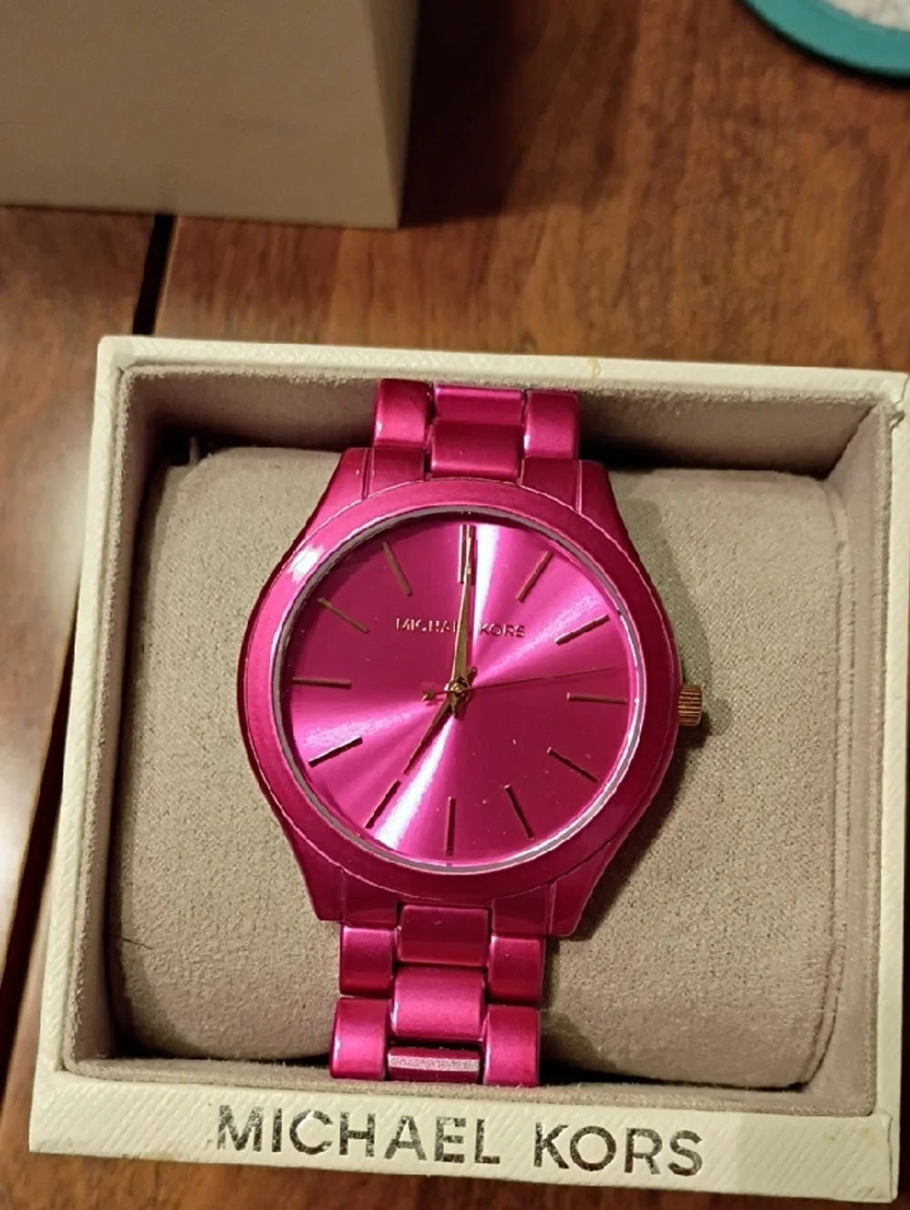Michael Kors Hot Pink Metallic Link Watch